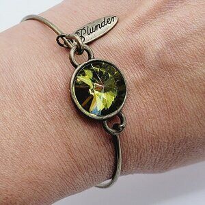 Plunder Signed Brass Tone Rivoli Bangle Bracelet Stackable Layering 7.25" VGC